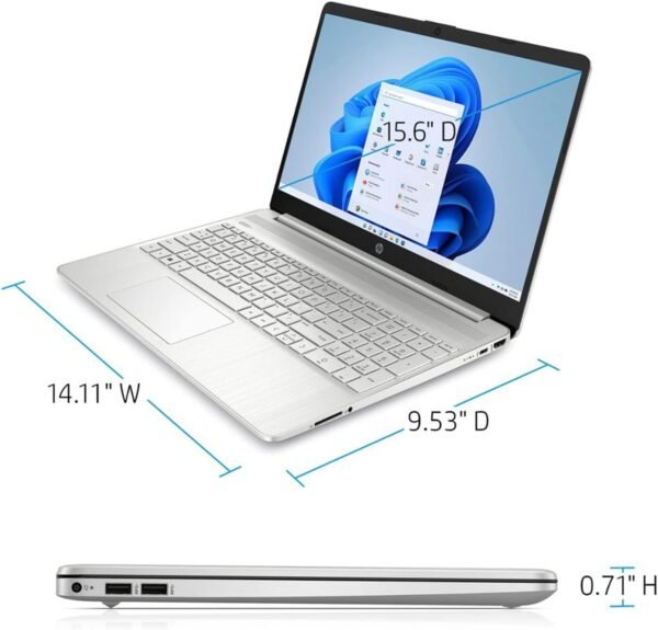 HP Notebook Laptop, 15.6" HD Touchscreen, Intel Core i3-1115G4 Processor, 32GB RAM, 1TB PCIe SSD, Webcam, Type-C, HDMI, SD Card Reader, Wi-Fi, Windows 11 Home, Silver - Image 5